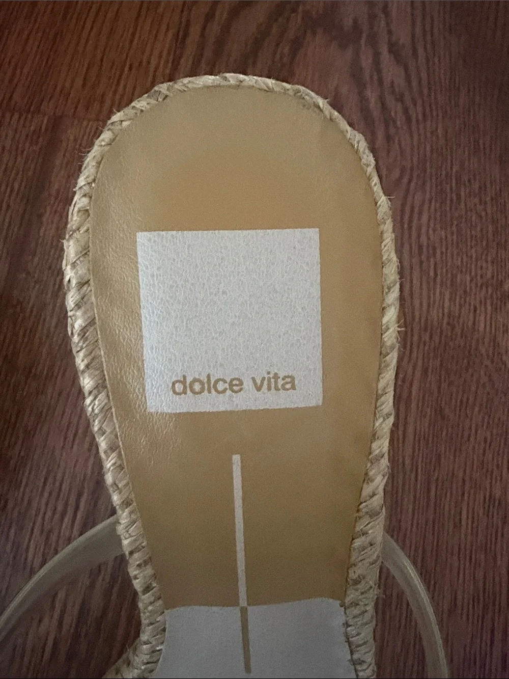 Dolce Vita Natural Woven Mule Sandals with Clear Straps